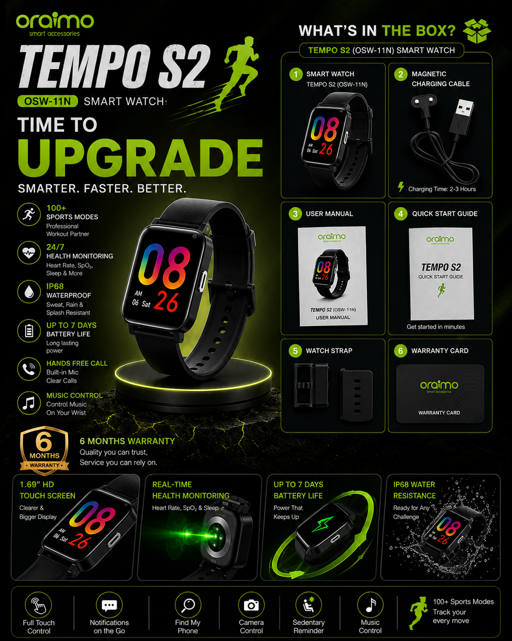 Oraimo Tempo S2 OSW-11N Smart Watch