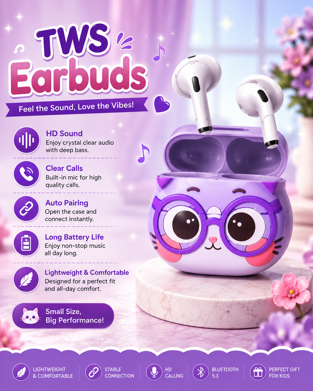 Cute 4-in-1 Smart Combo – Fan + Earbuds + Smart Watch + Kawaii Case