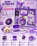 Stress Reliever 4-in-1 Cute Gift Set – Smart Watch + TWS Wireless Earbuds + Charging Case + Cute Keychain | Bluetooth 5.3 | Perfect Gift for Girls & Kids