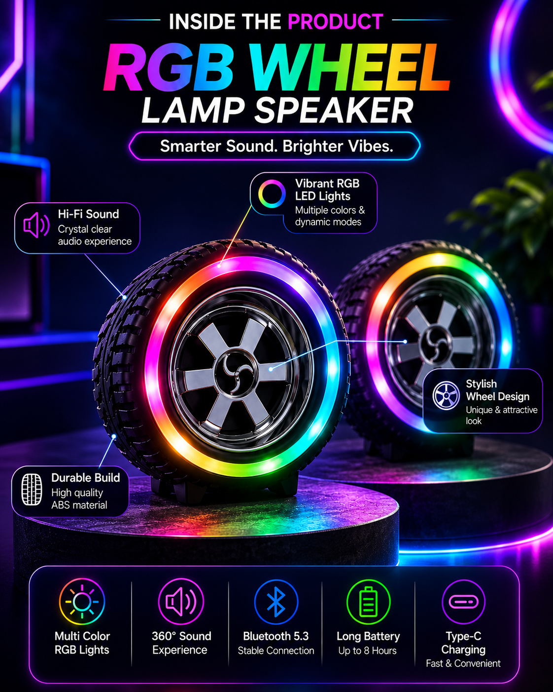 RGB Wheel Lamp Bluetooth Speaker