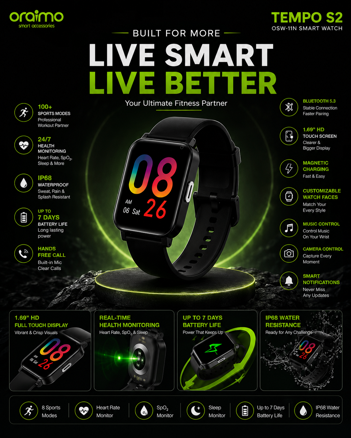 Oraimo Tempo S2 OSW-11N Smart Watch
