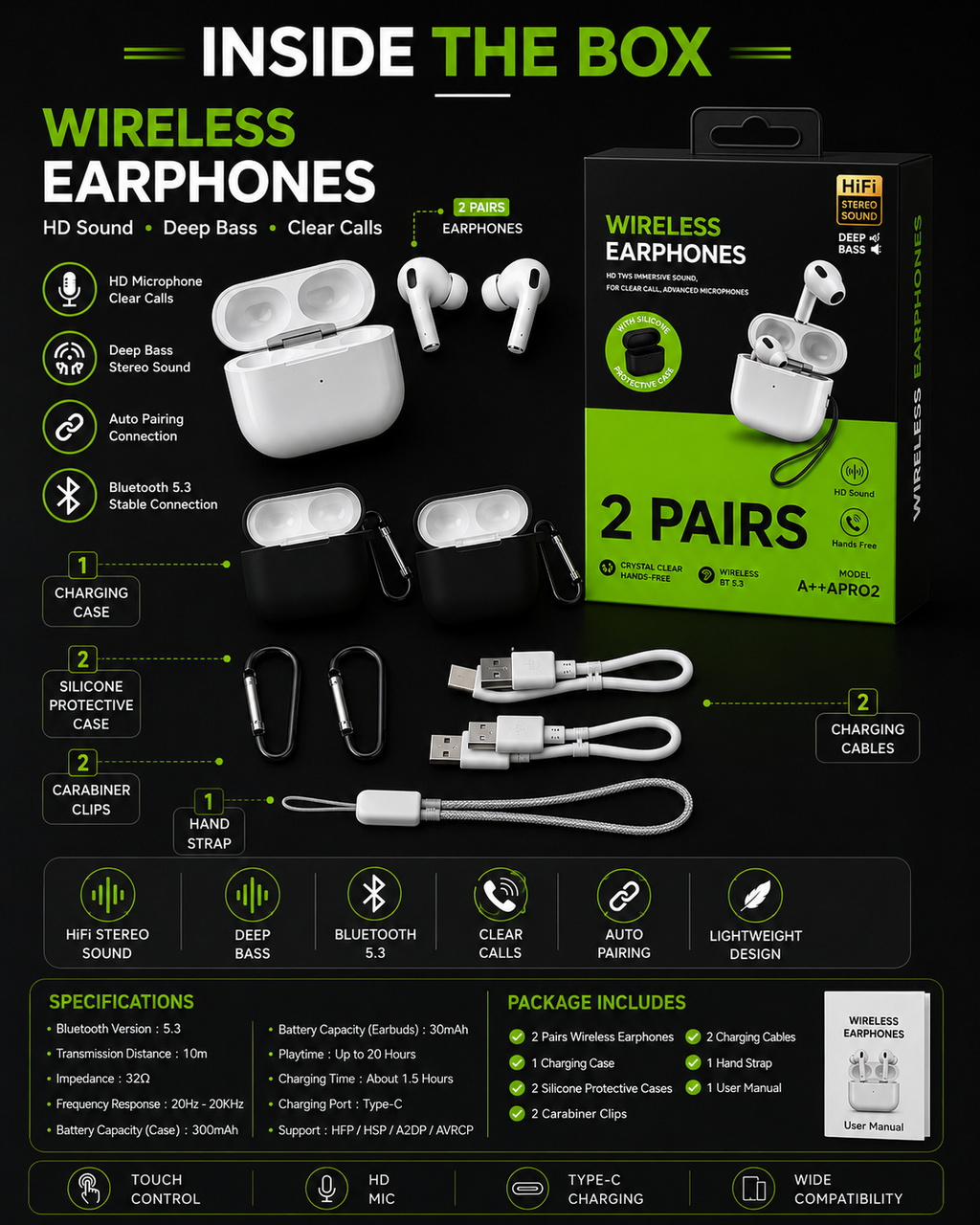 2-in-1 Wireless Earbuds with Charging Case