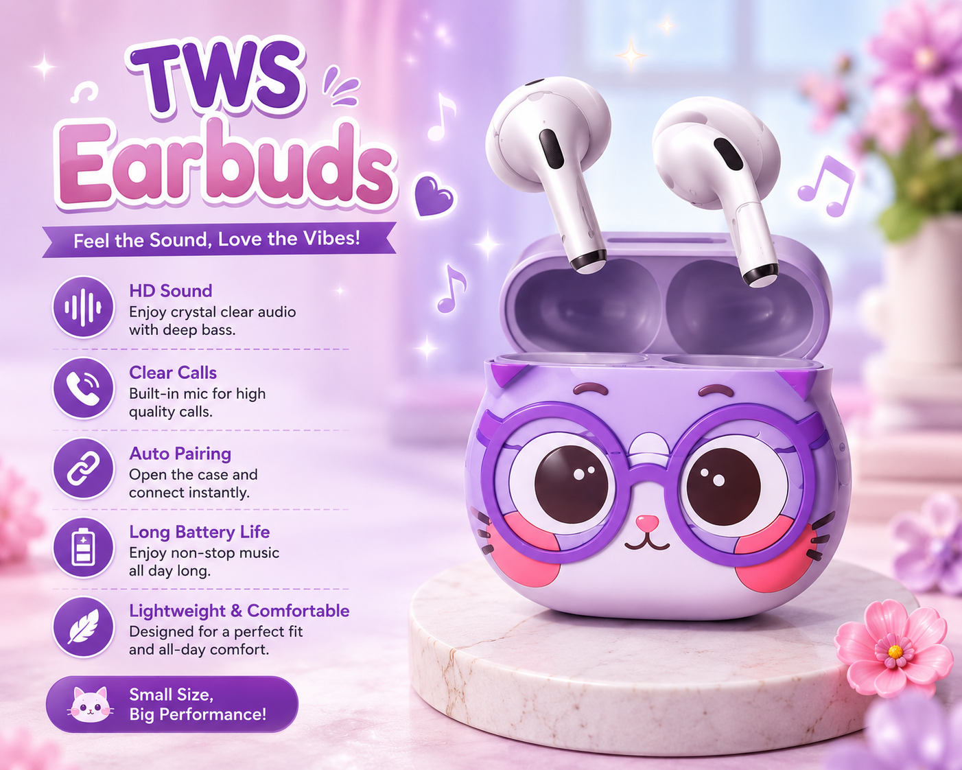 Cute 4-in-1 Smart Combo – Fan + Earbuds + Smart Watch + Kawaii Case