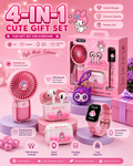 4-in-1 Cute Gift Set – Portable Mini Fan, Wireless TWS Earbuds, Smart Watch
