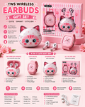 TWS-70 Cute Cat Wireless Earbuds Gift Set with Smart Watch & Charging Case | Bluetooth 5.3 | Hi-Fi Stereo Sound | Type-C Charging | Perfect Gift for Girls & Kids