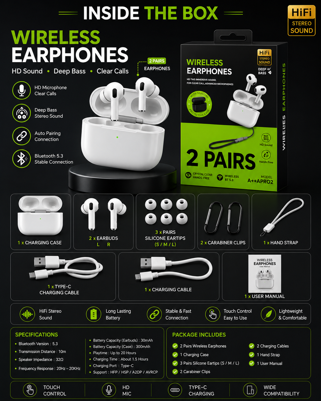 2-in-1 Wireless Earbuds with Charging Case